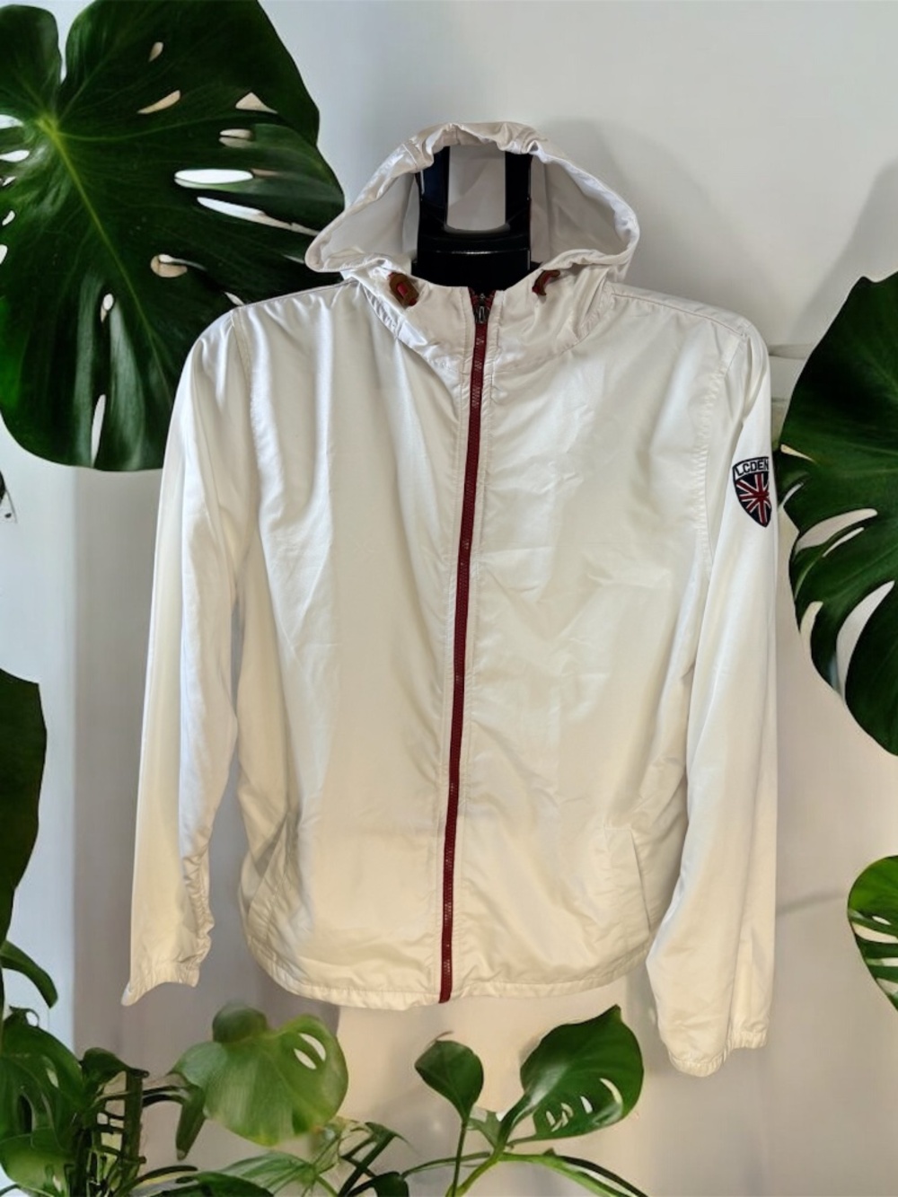 Lee Cooper London White Hooded Windbreaker Jacket Size S